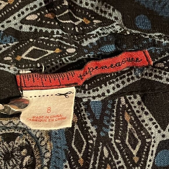 Semi Sheer Blue and Black Long Sleeve V-Neck Career Layer Blouse Top - Picture 10 of 12